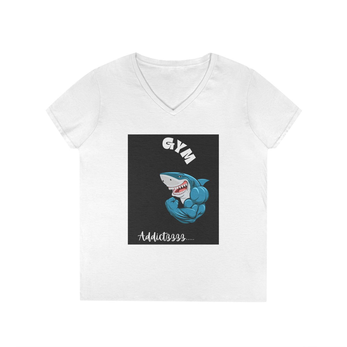 Gym Addict Shark Ladies' V-Neck T-Shirt